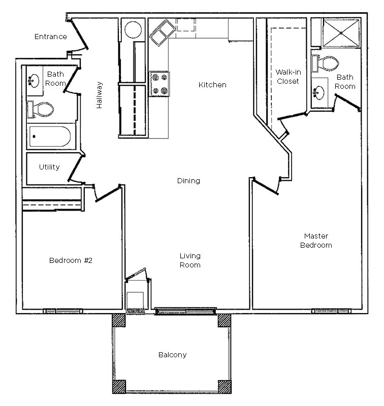 Estate - two bedroom apartment floor plan